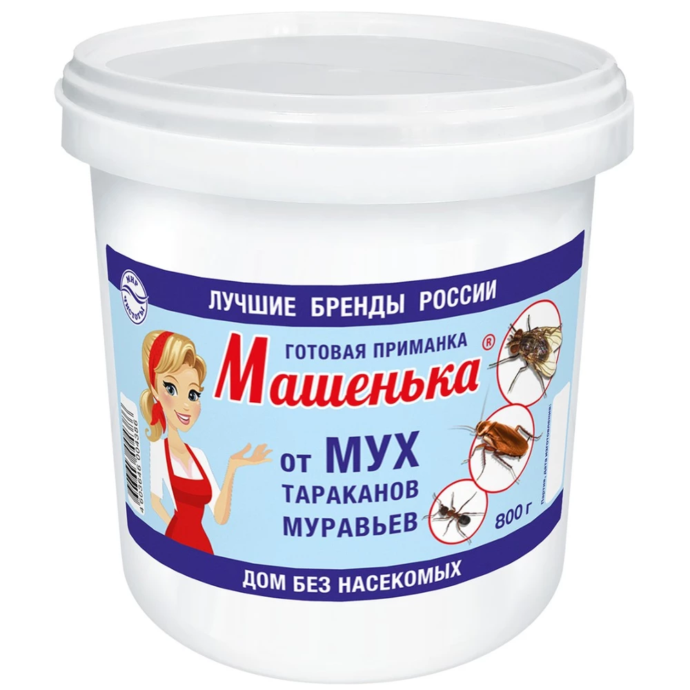 Готовая приманка Машенька (800 г) (лицевая часть) средство инсектицидное Машенька, инсектицид, от мух, от тараканов, от муравьев