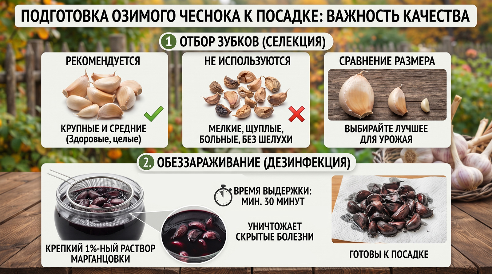 Качество зубков чеснока